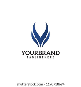 Simple abstract Wolf head Concept Logo Design Template
