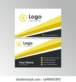 Simple abstract yellow, black, white geometric business card design, professional name card template vector