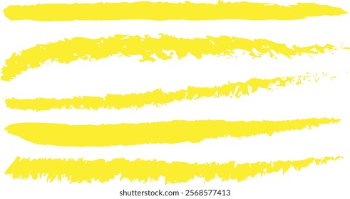 simple abstract yellow color thin to thick geometric hand made paint brush stroke set a yellow line