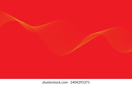 simple abstract yellow color wavy air line pattern art work on red color background