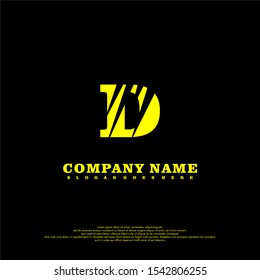 simple abstract yellow scratched D logotype design concept isolated on black background. vector illustration.