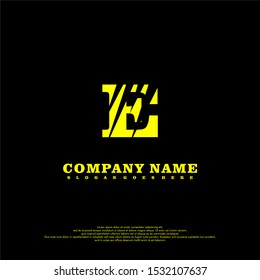simple abstract yellow scratched E logotype design concept isolated on black background. vector illustration.