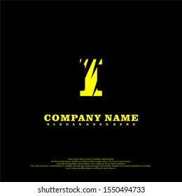simple abstract yellow scratched I logotype design concept isolated on black background. vector illustration.