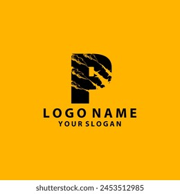 logotipo abstracto simple amarillo rallado P
