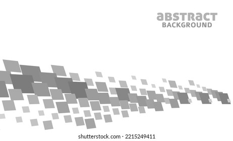 Simple abstraction by grayscale scattered squares on white background. Vector graphic pattern