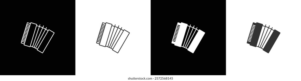 Simple accordion vector icon. Accordion icon vector illustration in black, white and transparent background. Eps10