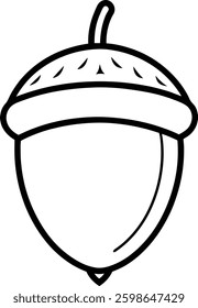 Simple Acorn Line Art - Black Vector Illustration