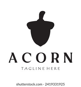 Simple Acorn logo design with leaves,oak leaves logo,isolated with vector illustration editing