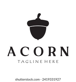 Simple Acorn logo design with leaves,oak leaves logo,isolated with vector illustration editing
