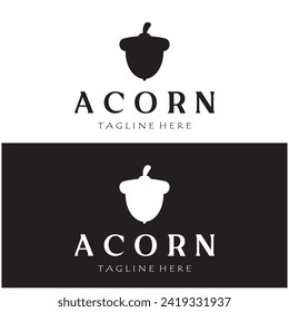 Simple Acorn logo design with leaves,oak leaves logo,isolated with vector illustration editing