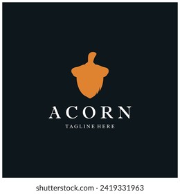 Simple Acorn logo design with leaves,oak leaves logo,isolated with vector illustration editing