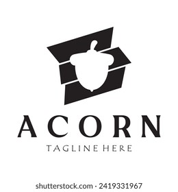 Simple Acorn logo design with leaves,oak leaves logo,isolated with vector illustration editing