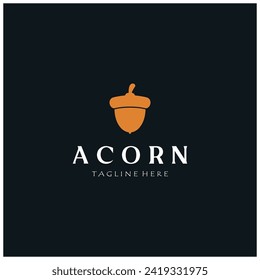 Simple Acorn logo design with leaves,oak leaves logo,isolated with vector illustration editing