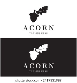 Simple Acorn logo design with leaves,oak leaves logo,isolated with vector illustration editing