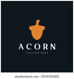 Simple Acorn logo design with leaves,oak leaves logo,isolated with vector illustration editing