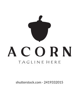 Simple Acorn logo design with leaves,oak leaves logo,isolated with vector illustration editing