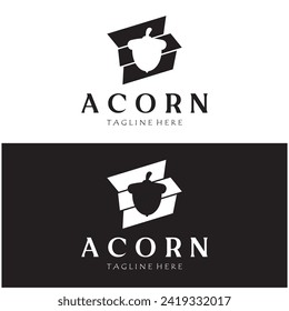 Simple Acorn logo design with leaves,oak leaves logo,isolated with vector illustration editing