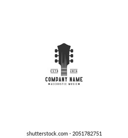 simple acoustic guitar logo, icon clasic , modern vector design