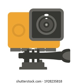Simple action camera, flat style vlog video cam icon, vector