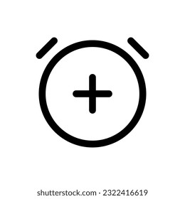 Simple Add Alarm icon. The icon can be used for websites, print templates, presentation templates, illustrations, etc