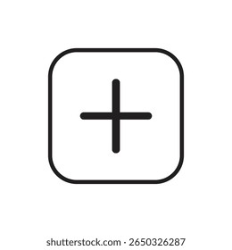 Design simples de botão de adição em estilo de linha. Design do botão do aplicativo. Ilustração vetorial.