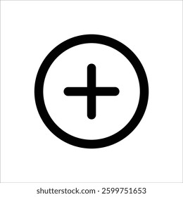 Simple add circle icon with a plus sign inside. Perfect for UI buttons and app interfaces.