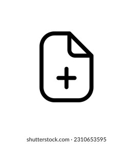 Simple Add File Icon Symbol Black Outline High Quality Vector. EPS10