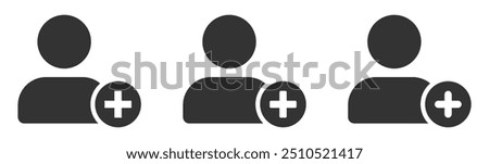 Simple add user flat vector icons collection