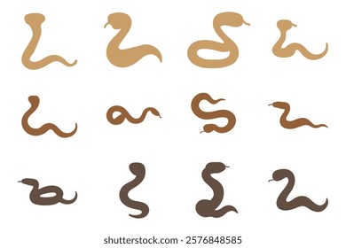 Simple Adder Snake Illustration Design Set