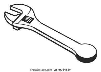 Simple Adjustable Wrench Illustration vector