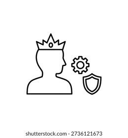 Simple admin privileges icon on white background representing user access, system control, permissions, and administrative management.