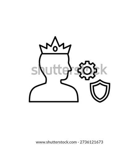Simple admin privileges icon on white background representing user access, system control, permissions, and administrative management.