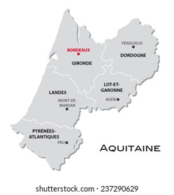 simple administrative map Aquitaine