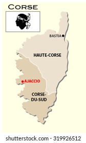 simple administrative map Corsica with flag