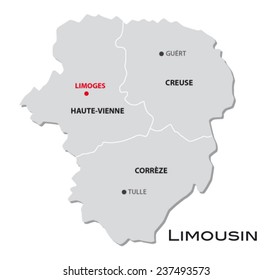 simple administrative map of Limousin