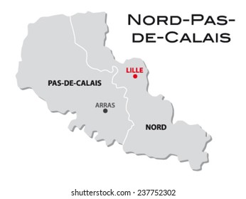 simple administrative map of nord-pas-de-calais