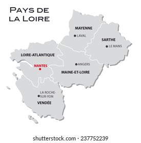 simple administrative map of pays de la loire