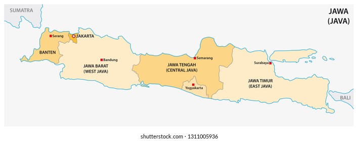 simple administrative and political vector map of indonesian island java svg