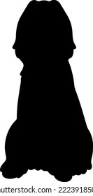 Simple and adorable Afghan Hound Silhouette sitting in front view