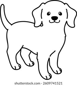 Simple and adorable Beagle illustration standing outlines only