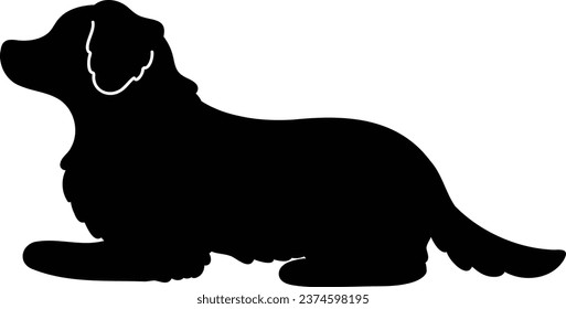 Simple and adorable Border Collie lying down silhouette