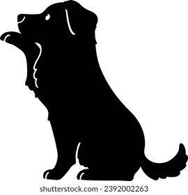 Simple and adorable Border Collie silhouette sitting in side view with details