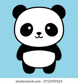 Una ilustración de dibujos animados simple y adorable de un oso panda con una expresión amigable.