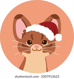 Icono simple y adorable del avatar de las Navidades del círculo del gato abisinio