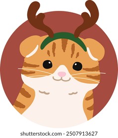 Icono de avatar de Navidades circulares simples y adorables de Scottish Fold
