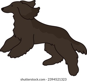 Simple and adorable dark colored Afghan Hound illustration jumping
