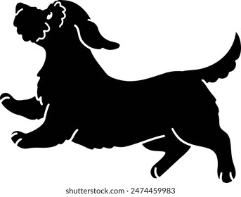 Simple and adorable detailed silhouette of Wire Haired Dachshund jumping