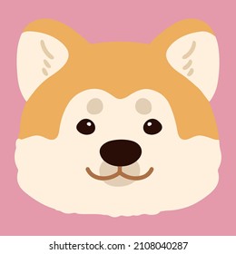 Simple and adorable flat colored Akita Dog front head