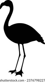 Sencillo y adorable Flamingo de color plano en silueta