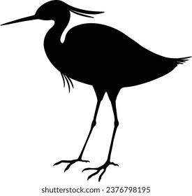 Simple and adorable flat colored Little Egret illustration in silhouette